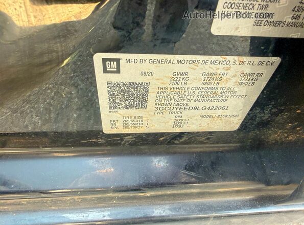 3GCUYEED9LG422061 2020 CHEVROLET SILVERADO Black Vista interior trasera