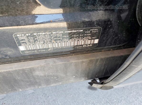 JA4J3TA81NZ002757 2022 MITSUBISHI OUTLANDER Черный Панорамный вид салона 360°
