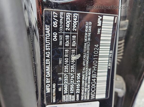 WDC0G4JB7HV011024 2017 MERCEDES-BENZ GLC-CLASS Черный Панорамный вид салона 360°