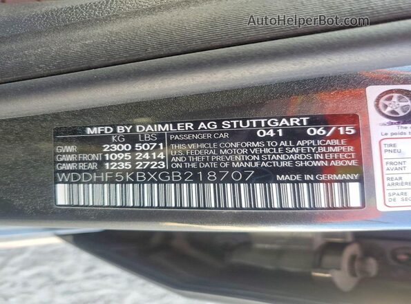 WDDHF5KBXGB218707 2016 MERCEDES-BENZ E Серый Вид наклейки с VIN-кодом