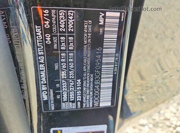 WDC0G4JB3GF095416 2016 MERCEDES-BENZ GLC-CLASS Черный Вид наклейки с VIN-кодом