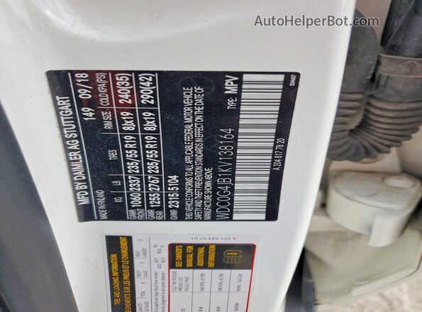 WDC0G4JB1KV138164 2019 MERCEDES-BENZ GLC-CLASS White Սալոնի 360 աստիճան տեսք