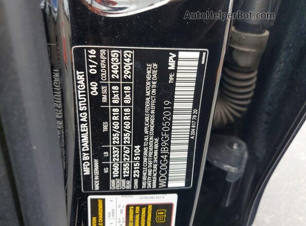 WDC0G4JB9GF052019 2016 MERCEDES-BENZ GLC-CLASS Black VIN կոդի պիտակի տեսք
