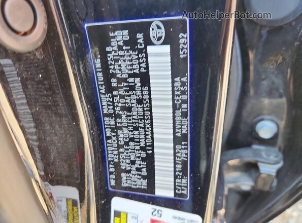 4T1DAACK6SU155886 2025 TOYOTA CAMRY Black Widok naklejki z numerem VIN