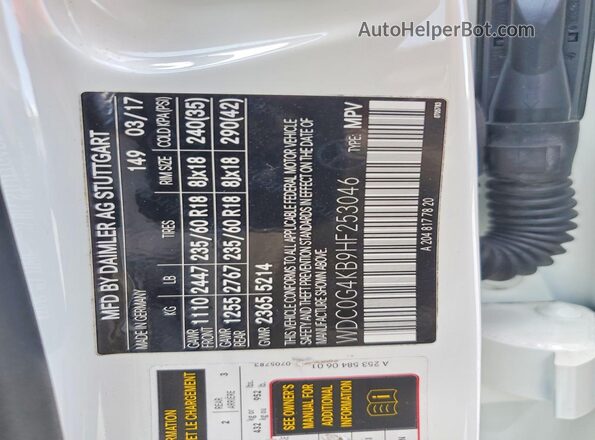 WDC0G4KB9HF253046 2017 MERCEDES-BENZ GLC-CLASS White Vista interior de 360 grados