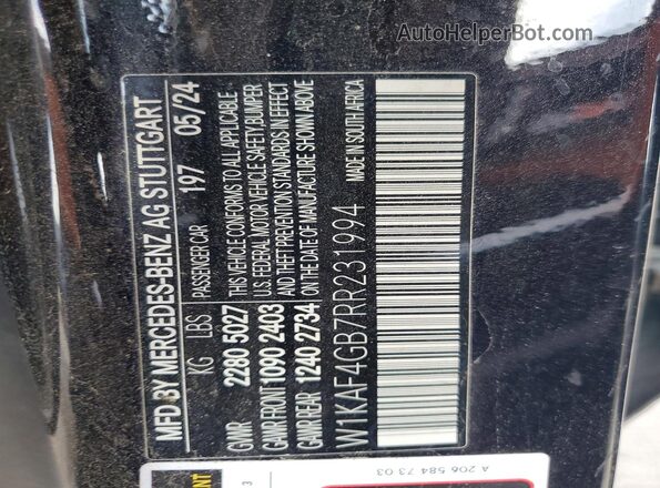 W1KAF4GB7RR231994 2024 MERCEDES-BENZ C Черный Вид наклейки с VIN-кодом