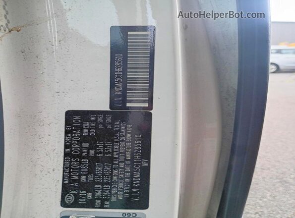KNDMA5C11H6285610 2017 KIA SEDONA White Սալոնի հետևի տեսք