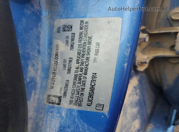 KL8CB6SA6HC791914 2017 CHEVROLET SPARK Blue Widok naklejki z numerem VIN
