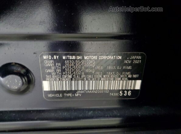 JA4ATVAAXNZ055102 2022 MITSUBISHI ECLIPSE Black Панорамний вид салону 360°