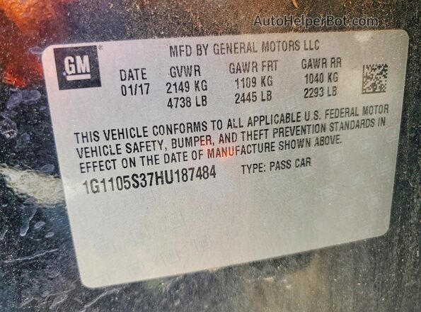 1G1105S37HU187484 2017 CHEVROLET IMPALA Черный Вид наклейки с VIN-кодом