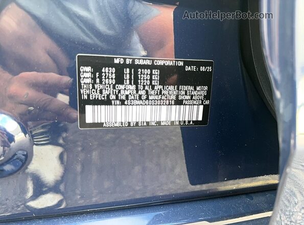 4S3BWAD60S3032816 2025 SUBARU LEGACY Blue Widok wnętrza z tyłu