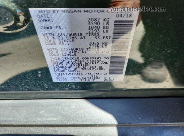 5N1AT2MT0JC797972 2018 NISSAN ROGUE Black Widok wnętrza 360 stopni