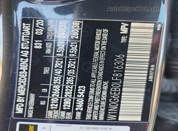 W1N0G6EB0LF816306 2020 MERCEDES-BENZ GLC-CLASS Gray Widok wnętrza 360 stopni