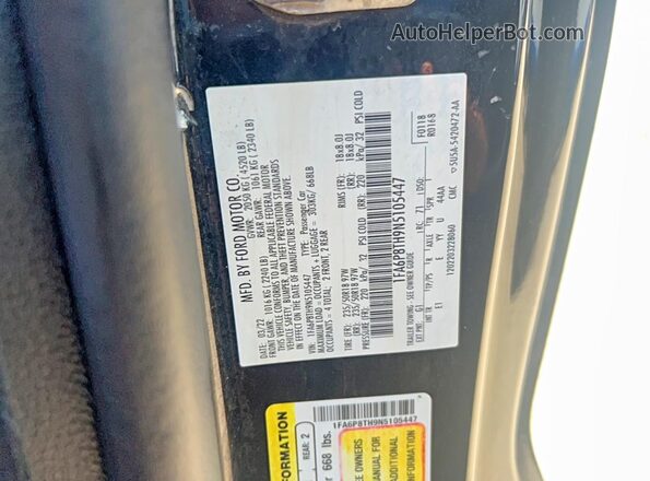 1FA6P8TH9N5105447 2022 FORD MUSTANG Black Вид задньої частини салону
