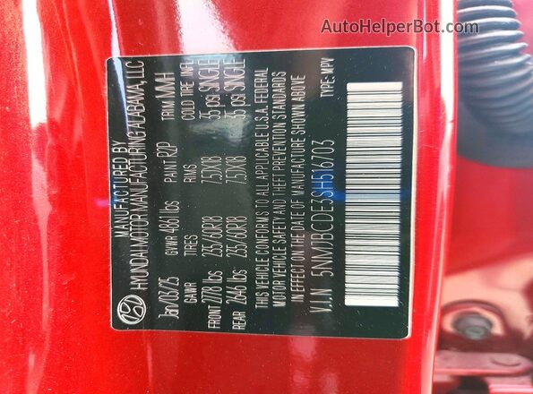 5NMJBCDE3SH516703 2025 HYUNDAI TUCSON Red Սալոնի 360 աստիճան տեսք