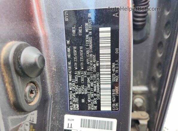 5TDCZRAH0MS534193 2021 TOYOTA HIGHLANDER Gray 360 interior view