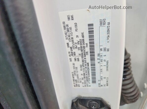 1FTEW1E45KKD91448 2019 FORD F150 White Вид наклейки з VIN-кодом