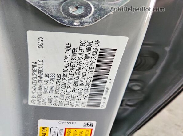 1HGCY1F49SA045328 2025 HONDA ACCORD Gray Vista interior de 360 grados
