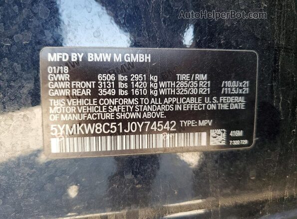 5YMKW8C51J0Y74542 2018 BMW X6 Blue Սալոնի 360 աստիճան տեսք
