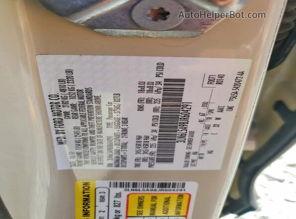 3LN6L5A98JR604291 2018 LINCOLN MKZ Cream VIN կոդի պիտակի տեսք