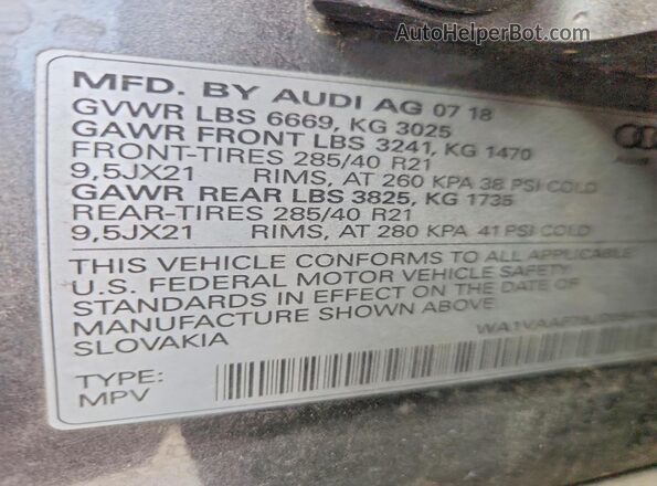 WA1VAAF78JD054762 2018 AUDI Q7 Gray სალონის 360-გრადუსიანი ხედი