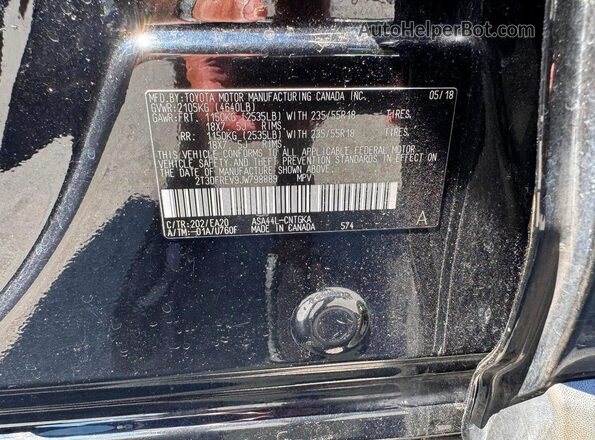 2T3DFREV9JW798889 2018 TOYOTA RAV4 Black VIN կոդի պիտակի տեսք