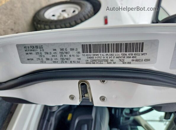 1C6RR6FM2GS375582 2016 RAM 1500 White Widok naklejki z numerem VIN