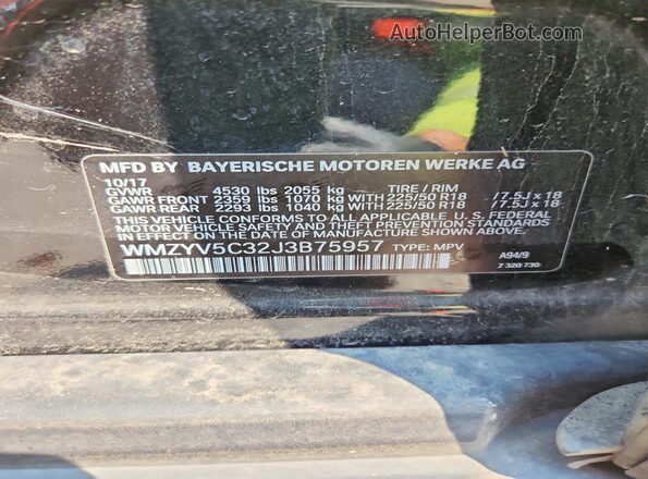 WMZYV5C32J3B75957 2018 MINI COOPER Black Панорамний вид салону 360°