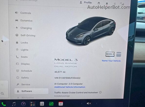 5YJ3E1EB6JF054422 2018 TESLA MODEL Gray Instrument cluster view