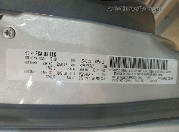 2C4RDGEG2JR283924 2018 DODGE GRAND Silver Սալոնի 360 աստիճան տեսք