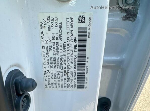 2HKRW2H8XMH604904 2021 HONDA CR-V White Սալոնի հետևի տեսք