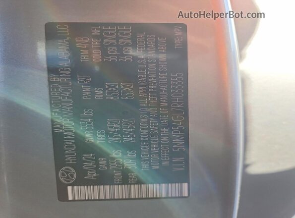 5NMP54GL7RH033355 2024 HYUNDAI SANTA Silver 