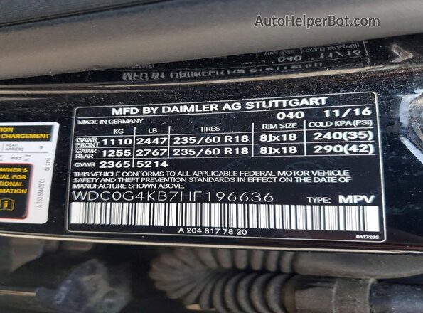 WDC0G4KB7HF196636 2017 MERCEDES-BENZ GLC-CLASS Black Widok wnętrza 360 stopni