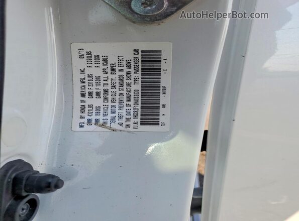 1HGCR2F10HA053030 2017 HONDA ACCORD Белый Вид наклейки с VIN-кодом