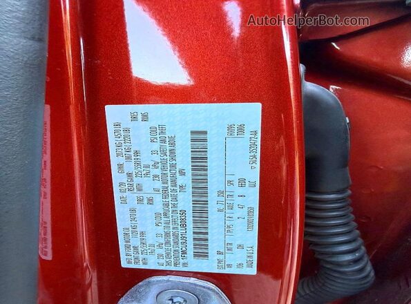 1FMCU9J91LUB08350 2020 FORD ESCAPE Red Widok wnętrza z tyłu