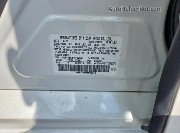 JN1EV7BR8MM752848 2021 INFINITI Q50 Белый Вид наклейки с VIN-кодом