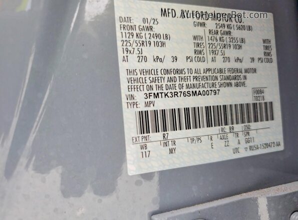 3FMTK3R76SMA00797 2025 FORD MUSTANG Gray 