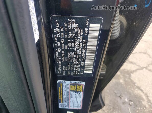 KM8J2CA49KU857605 2019 HYUNDAI TUCSON Black Widok wnętrza 360 stopni