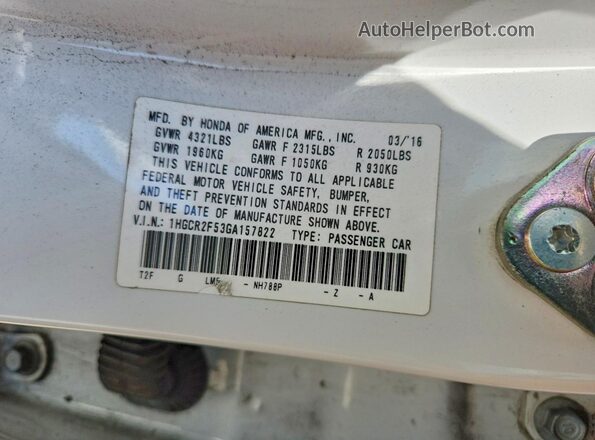 1HGCR2F53GA157822 2016 HONDA ACCORD White Панорамний вид салону 360°