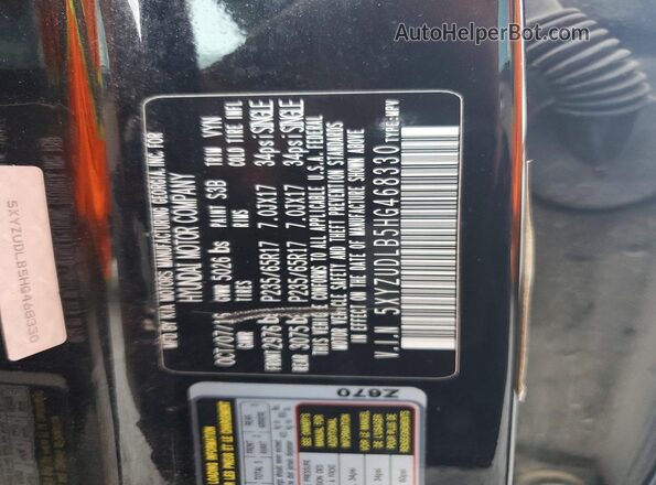 5XYZUDLB5HG468330 2017 HYUNDAI SANTA FE Black Панорамний вид салону 360°