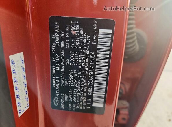 KM8J23A46HU414854 2017 HYUNDAI TUCSON Orange Widok wnętrza 360 stopni