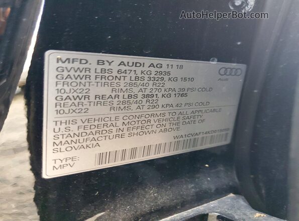 WA1CVAF14KD015059 2019 AUDI Q8 Черный Вид наклейки с VIN-кодом