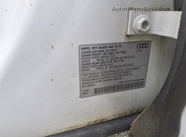 WA1LHAF71KD026709 2019 AUDI Q7 White Панорамний вид салону 360°
