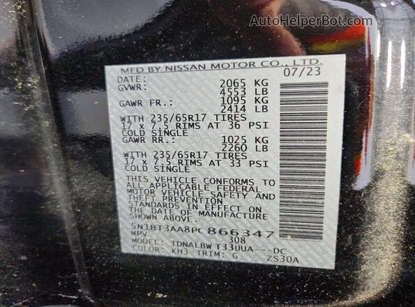 5N1BT3AA8PC866347 2023 NISSAN ROGUE Black Widok wnętrza 360 stopni