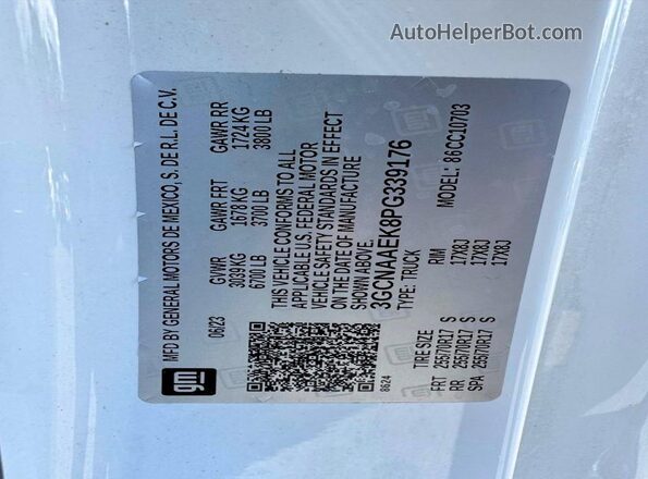 3GCNAAEK8PG339176 2023 CHEVROLET SILVERADO White ძრავის განყოფილების ხედი