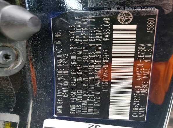 4T1G11AK4RU189447 2024 TOYOTA CAMRY Black VIN կոդի պիտակի տեսք