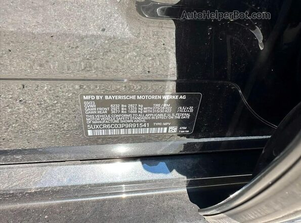 5UXCR6C03P9R91541 2023 BMW X5 Black Вид задньої частини салону