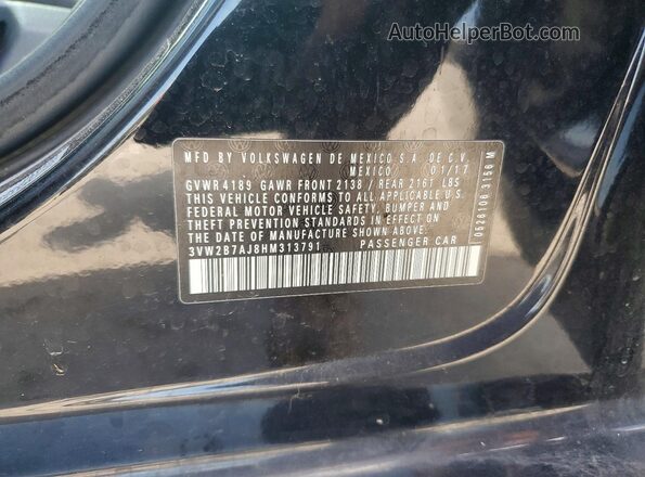 3VW2B7AJ8HM313791 2017 VOLKSWAGEN JETTA Black Вид наклейки з VIN-кодом