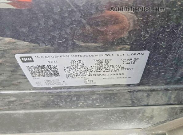 3GNKBDRS5NS139899 2022 CHEVROLET BLAZER Серый Панорамный вид салона 360°