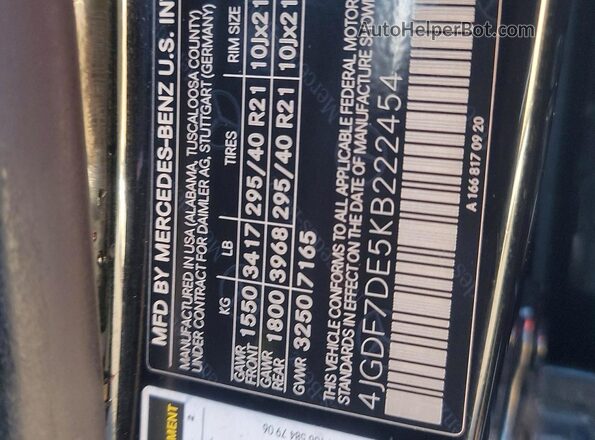4JGDF7DE5KB222454 2019 MERCEDES-BENZ GLS Черный Вид задней части салона